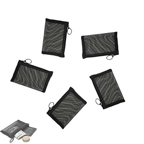 Book Cover patu Zipper Mesh Bags, Beauty Makeup Cosmetic Accessories Organizer, Travel Toiletry Kit Set Storage Pouch, 5 Pieces, Black