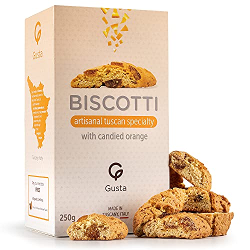 Book Cover Gusta Authentic Soft Biscotti Cookies Made in Tuscany, Italy - Candied Orange - Original Two Bites Size - All Natural Ingredients - Fresh & Genuine Italian Dessert Treats - 8.82oz