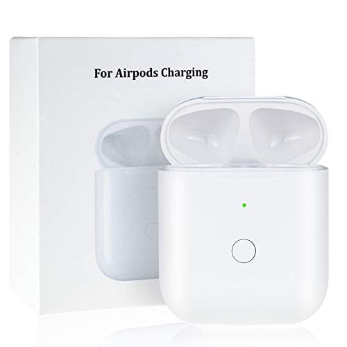 Book Cover Wireless Charging Case with Sync Button Compatible with Airpods 1 & Airpods 2, Air pods Charging Case Replacement, 450mAh Built-in Battery (White)