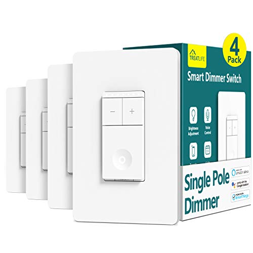 Book Cover TREATLIFE Smart Dimmer Switch 4 Pack, Smart Light Switch Works with Alexa and Google Assistant, Neutral Wire Needed, 2.4Ghz Wi-Fi, Schedule, Remote Control, Single Pole, FCC Listed