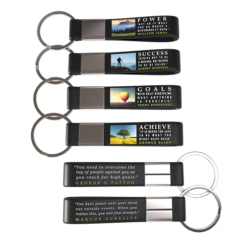 Book Cover (12-pack) Motivational Quote Keychains - Success, Achieve, Goals, Power - Wholesale Bulk Corporate Key Chains for Christmas Graduation Appreciation Company Business Gifts for Staff Employees Men Women