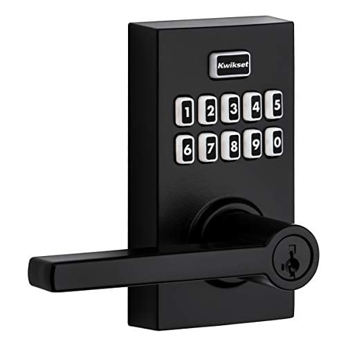 Book Cover Kwikset 99170-004 SmartCode 917 Keypad Keyless Entry Contemporary Residential Electronic Lever Lock Deadbolt Alternative with Halifax Door Handle and SmartKey Security, Matte Black
