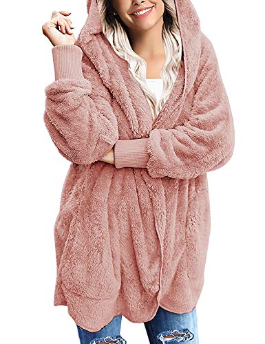 Book Cover ZEGOLO Womens Fluffy Jacket Sherpa Coat Faux Fuzzy Shaggy Long Cardigan Hooded Warm Winter Outwear with Pockets