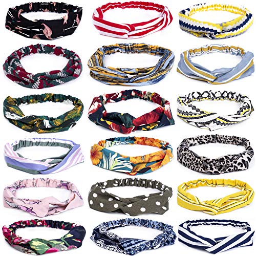 Book Cover 18pcs Boho Headbands for Women, iTs.AAA Vintage Womens Headbands, Head Bands Women Hair, Vintage Floral Elastic Hair Bands Criss Cross Hair Wrap Hair Accessories with 1PC Pouch Bag