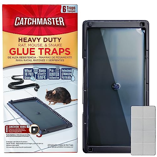 Book Cover Catchmaster Rat & Mouse Glue Traps with Sticky Putty 6Pk, Large Bulk Glue Rat Traps, Mouse Traps Indoor for Home, Pre-Scented Adhesive Plastic Tray, Snake, Mice, & Spider Traps, Pet Safe Pest Control