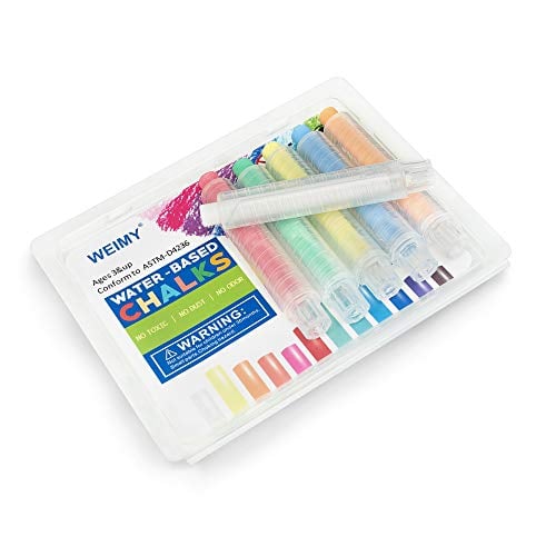 Book Cover WEIMY Dustless Twistable Chalk Non-Toxic Colored Chalk 1.0mm Tip Art Tool for Whiteboard Blackboard Kids Children Drawing Writing, 6 Pack (White, Orange,Yellow,red, Blue,Green)