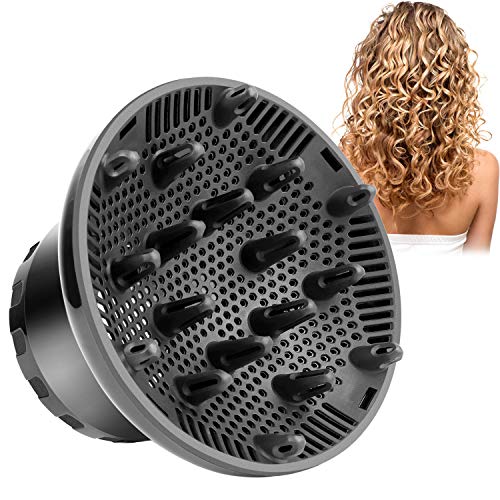 Book Cover Hair Dryer Diffuser Attachment,Universal Hair Diffuser Adaptable for Curly and Natural Wavy Hair Adjustable from 1.4-inch to 2.6-inch Professional Blow Dryer Diffuser (Black)