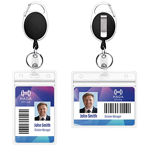 Book Cover Retractable Badge Reel - 2 Pack Heavy Duty Badge Holder with 3 Vertical and 3 Horizontal ID Holder