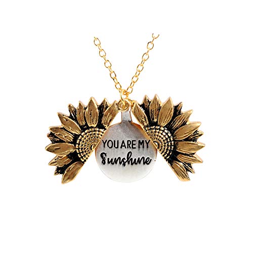 Book Cover sloong You are My Sunshine Engraved Necklace for Mom Sunflower Locket Necklace