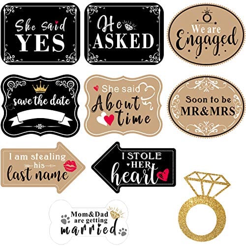 Book Cover 10 Pieces Engagement Announcement Photo Prop Kit Engagement Announcement Party Decorations Engagement Announcement Photo Signs Cardboard for Engagement Wedding Party