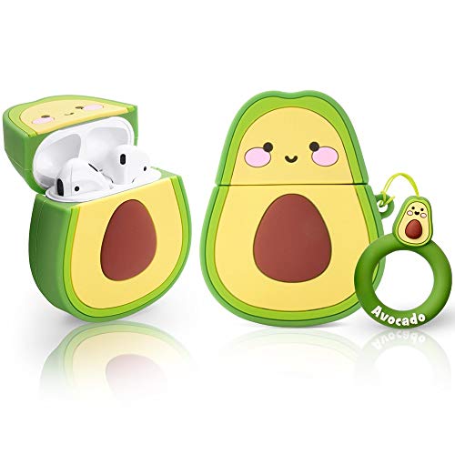 Book Cover Case for Airpods Case - 3D Cute Avocado Air Pods Case Cover Silicone Skin for Apple Airpods 2 & 1 Charging Case, Best Gift for Girls Women Teens (Avocado)