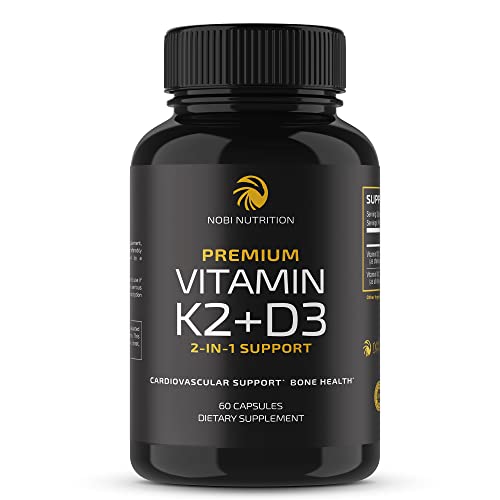 Book Cover Vitamin D3 K2 with Bioperine | Supplement to Support Bone Heart & Teeth | Improve Skeletal and Circulatory Health | by Nobi Nutrition