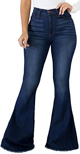 Book Cover Bell Bottom Jeans for Women Ripped High Waisted Classic Flared Pants