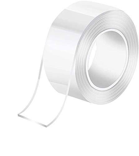 Book Cover Traceless Washable Adhesive Tape, 9.84FT Reusable Clear Double-Sided Removable Gel Grip Tape Anti-Slip Nano for Paste Photos, Posters, Carpet Mats, Home and Kitchen