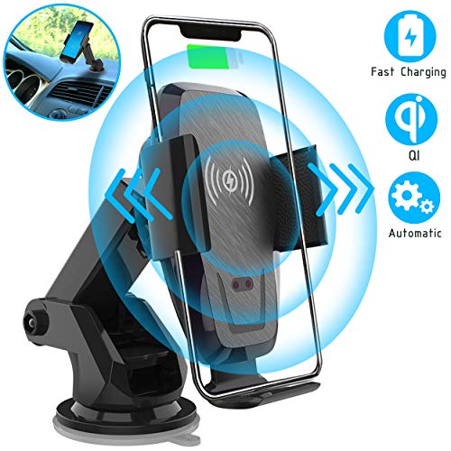 Book Cover Iotton Wireless Car Charger, Auto-Clamp 10W/7.5W Qi Fast Charging Car Mount, Windshield Dash Air Vent Phone Holder Compatible iPhone 11/11 Pro/11 Pro Max/XS/XS Max/X/8/8+, Samsung Note10/S10/S10+/S9