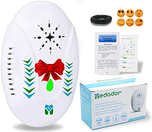 Book Cover MEDODOR Electronic Bug Repellent Plug in for Indoor - Ultrasonic & Electromagnetic- Drives Away - Bugs Mouse Roaches Ants Spiders Rats Bats Bedbugs Flies Mosquitoes Fleas Rodents and Insects (White)