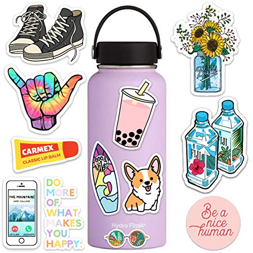 Book Cover Lulu London - Cute Adventure VSCO Girl Stickers for Hydro Flask, Water Bottles, Laptops - 12 Pack Aesthetic Vinyl Waterproof Stickers- Made in The USA (Series 2)