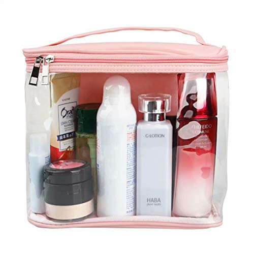 Book Cover Heavy Duty Leak Proof Clear Travel Bags for Toiletries, Transparent Makeup Cosmetic Bag with Zipper and Handle