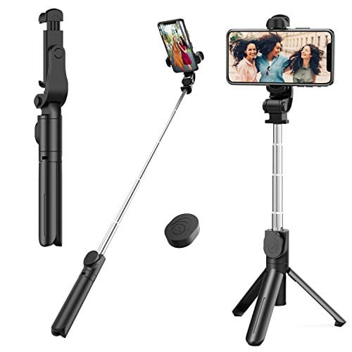 Book Cover Selfie Stick Phone Tripod, All in One Extendable Tripod Selfie Stick with Detachable Remote, for iPhone/Andriod Phones, Lightweight