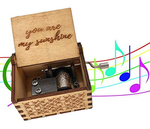 Book Cover You are My Sunshine Wood Music Boxes,Laser Engraved Vintage Wooden Sunshine Musical Box Gifts (Wood)