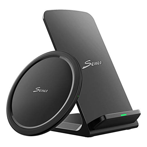 Book Cover [2 Pack] 15W Wireless Charger, Seneo Type-C Fast Charging Pad and Stand, Fast Charging for Iphone 11 Pro Max/XS Max/XR/X/8P/New Airpods, Galaxy Note10/9/S10/S9, LG V30/V40, (No AC Adapter)