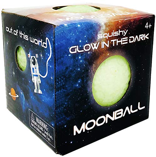 Book Cover Island Genius Glow in The Dark Squishy Moon Ball - Stress Relief Anxiety Sensory Toys for Kids Teens and Adults