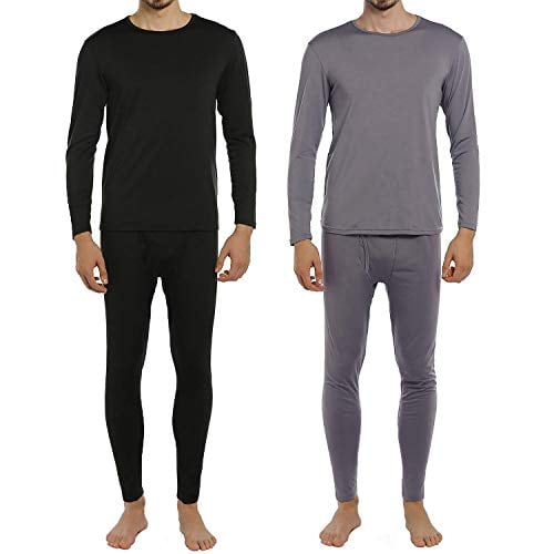 Book Cover ViCherub Men's Thermal Underwear Set Fleece Lined Long Johns Winter Base Layer Top & Bottom 2 Sets for Men - Grey - L