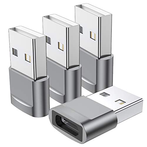 Book Cover USB C Female to USB Male Adapter (4-Pack),Type C to USB A Charger Converter for iPhone 14 Plus 13 12 11 Pro Max,Samsung Galaxy S23 S22 S21 S20 Ultra,Apple iWatch Watch Series 7 8 SE,AirPods iPad Air