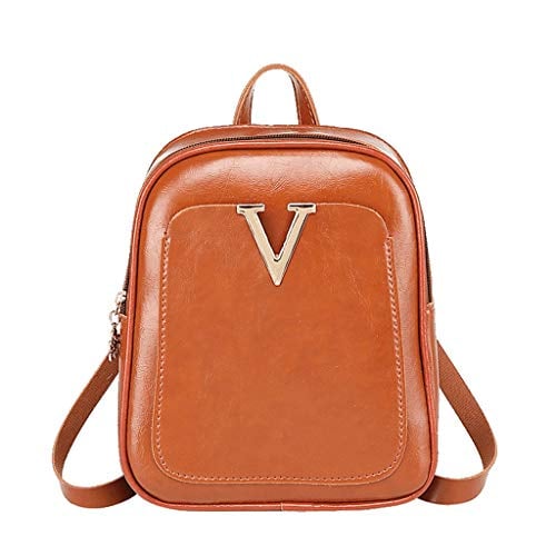 Book Cover Fashion Women Shoulders Small PU Backpack Letter Purse Mobile Phone Messenger Bag (Brown)