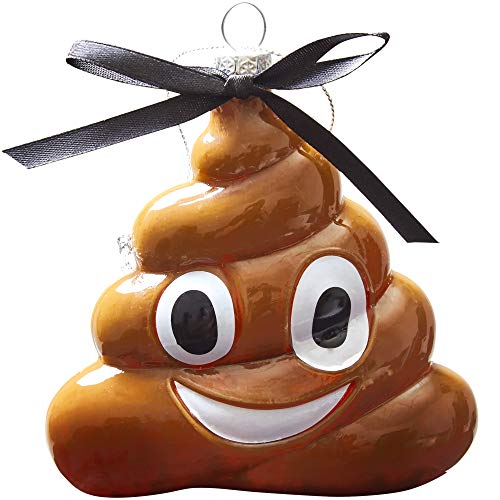 Book Cover Super Cute, Extra Funny Poop Emoji Christmas Ornament. Glass Poo Swirl Emoticon is a Unique Xmas Tree Decoration. Hanging Holiday Turd is The Best Novelty Gift Idea for Adults, Teens, Boys and Girls