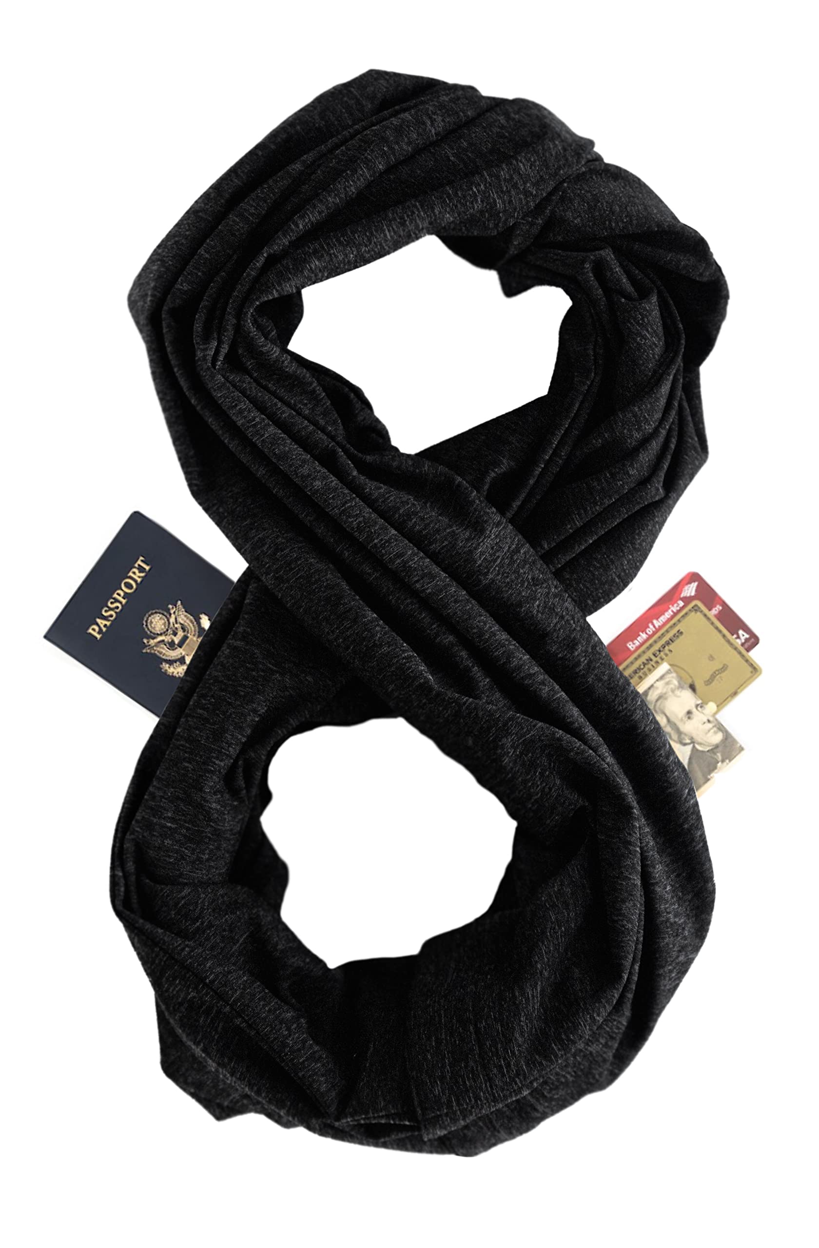 Book Cover Zero Grid Infinity Scarf with Hidden Pockets Converts to Blanket and Wrap Perfect for Travel Midnight