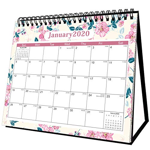 Book Cover Desk Calendar 2020 - Desktop Calendar Academic Year 2020 8'' x 6'' Standing Easel Table Calendar