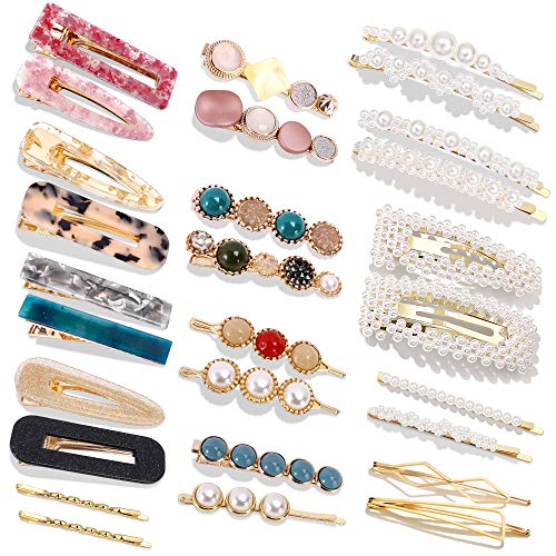 Book Cover 24 Pcs Hair Clips - Cehomi Fashion Korean Style Pearls Hair Clips Barrettes Sweet Artificial Macaron Acrylic Resin Hairpins for Women,Ladies and Girls Headwear Styling Tools Hair Accessories