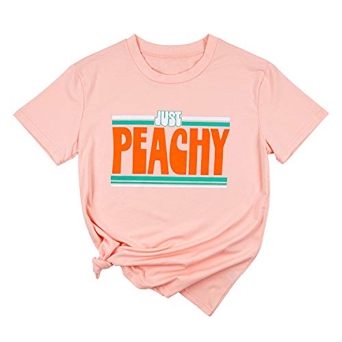 Book Cover Enmeng Womens Just Peachy T Shirt Casual Summer Short Sleeve Fruit Graphic Tees