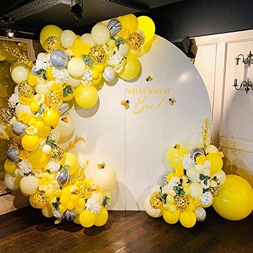 Book Cover sherpaa Bee Balloons Garland & Arch Kit, 99pcs Honeybee Theme Party Decorations Supplies, White Yellow Agate and Confetti Latex Balloons forÂ Wedding Birthday Bridal Baby Shower Anniversary Organic Party