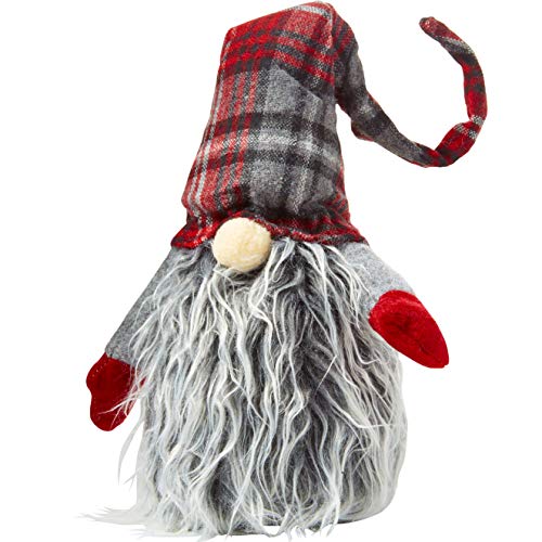Book Cover Super Cute, Extra Plush Swedish Christmas Gnome Doll. Stuffed Fabric, Tomte or Nisse Figurine Is a Small Nordic Elf with a Felt Plaid Hat and Big Beard. The Best Xmas Decoration, Toy or Table Ornament