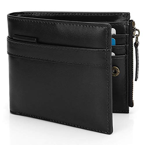 Book Cover Wallets for Men-Genuine Leather RFID Blocking Slim Bifold Front Pocket with ID Window