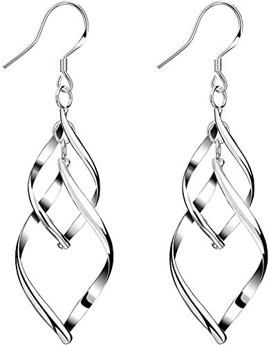 Book Cover Sterling Silver Dangle Earrings for Women Girls Classic Double Linear Earrings