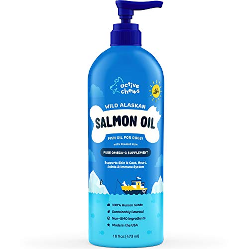 Book Cover Salmon Oil for Dogs - Fish Oil Joint Supplement for Immune Support & Dog Relief. 16Oz Wild Alaskan Salmon Oil with Natural EPA + DHA Fatty Acids for Skin & Coat by Active Chews