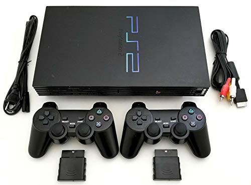 Book Cover Sony PS2 Game System Gaming Console with 2 WIRELESS CONTROLLERS PLAYSTATION-2 Black (Renewed)