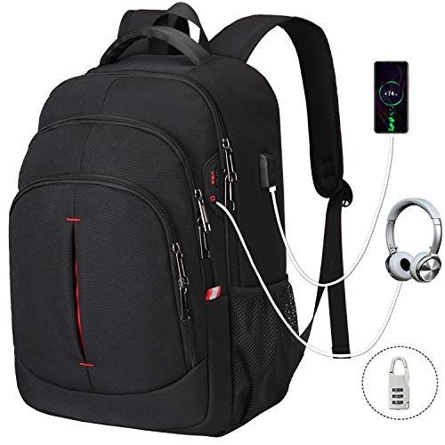 Book Cover Gedone Laptop Backpack, Travel Business Backpack for Men & Women with USB Charging Port, Water Resistant Anti Theft School College Computer Back Pack Bag Fits Up to 15.6 Inch Notebook - Black