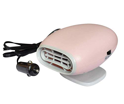 Book Cover Wonninek Car Heater 12V 150W Fast Heating Car Windscreen Heater Fan Defogger Defroster with 360Â° Rotating Base, Plug in 2 in 1 Heating/Cooling Mini Auto Car Heater (Pink)