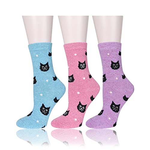 Book Cover Benefeet Sox Funny Wool Socks for Women Cute Cat Knit Socks Girls Winter Warm Boot Socks Crew Novelty Thermal Hiking Socks