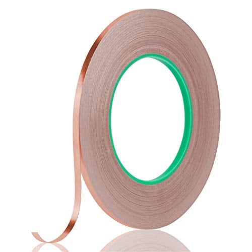 Book Cover tifanso Copper Tape Copper Foil Tape Conductive Adhesive Tape with Double Sided for Stained Glass, EMI Shielding, Electrical Repairs, Guitar, Crafting, Garden (1/5 inch×52yds)