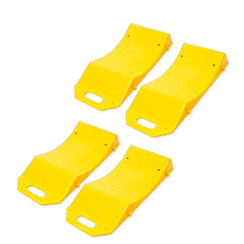 Book Cover 4 Piece Tire Saver Ramps - Zento Deals Premium Quality Wheel Protector, High Visibility, for Flat Spots Durable Plastic Material, Flat Tire Prevention, Easy to Store
