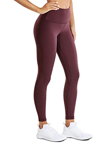 Book Cover CRZ YOGA Women's Light-Fleece Yoga Leggings 25'' / 28'' - Warm Matte Brushed Workout Tights High Waisted Athletic Pants