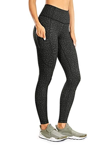 Book Cover CRZ YOGA Women's Light-Fleece Workout Leggings 25'' / 28'' - High Waisted Warm Matte Brushed Tights Pants with Pockets