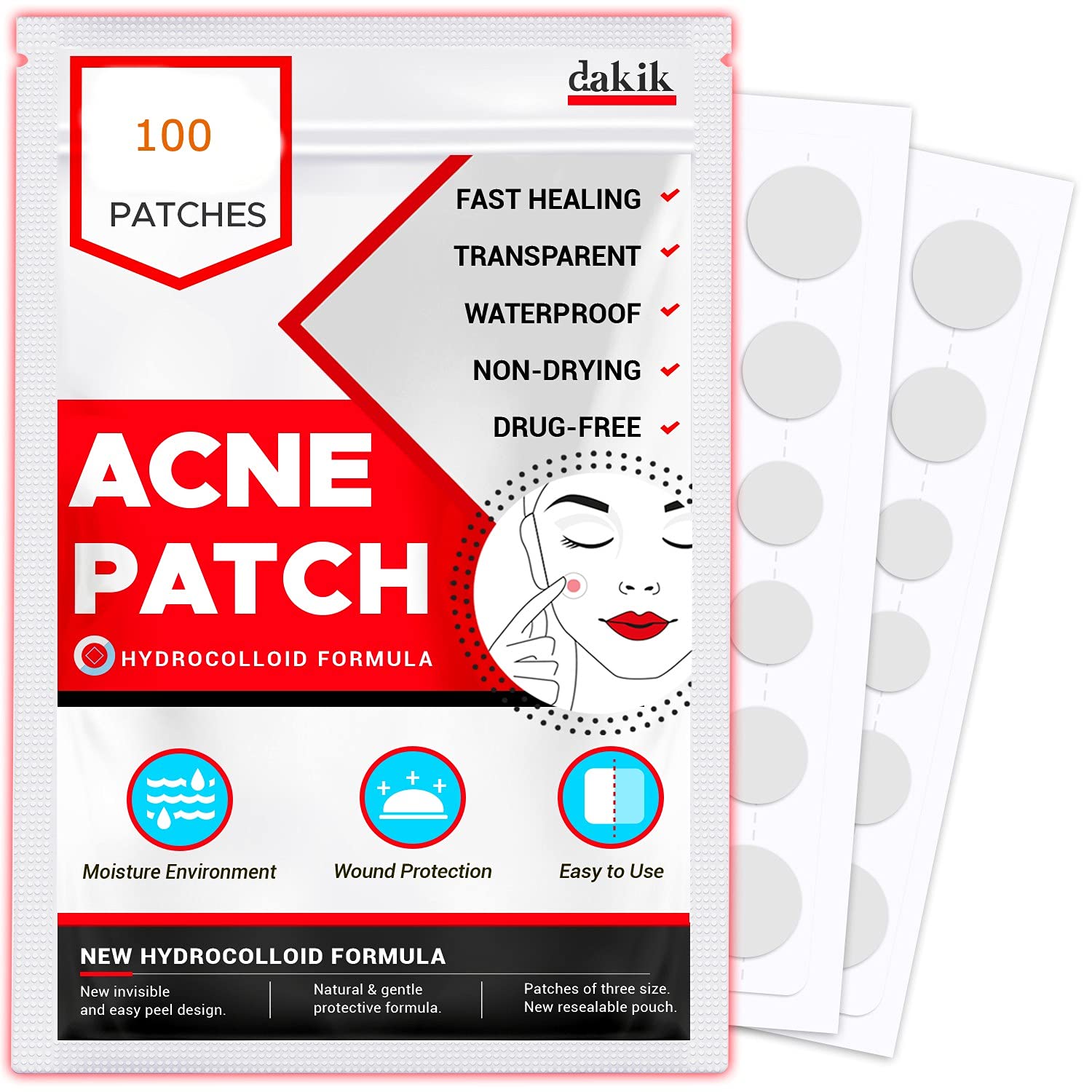 Book Cover Acne Pimple Patches (120 Count - 3 Sizes) – Invisible Hydrocolloid Bandages with Tea Tree Oil, Absorbing Patches for Acne Spot Treatment, Blemish & Zit Stickers
