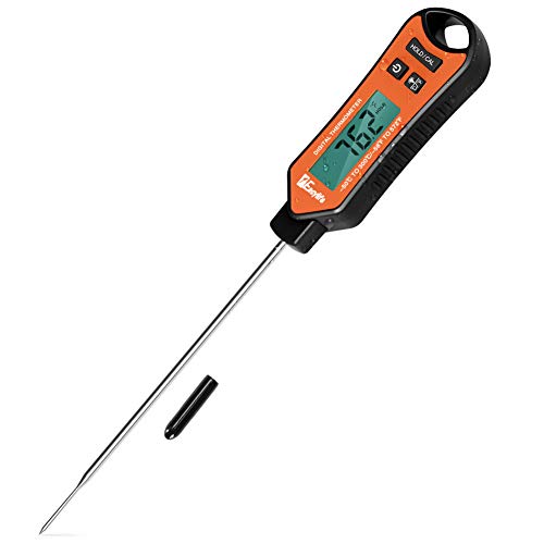 Book Cover 1Easylife Instant Read Meat Thermometer, Waterproof Ultra Fast Kitchen Thermometer with Hold & Calibration, Digital Food Thermometer for Kitchen, Outdoor Cooking, BBQ and Grill, Orange