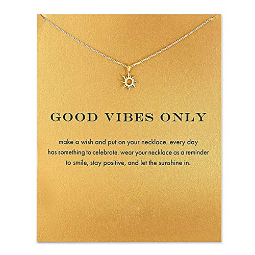Book Cover COLORFUL BLING Fashion Sun Necklace Clavicle Chain Sunlight Sunshine Pendant Necklace with Message Card Friendship Dainty Gold Silver Jewelry